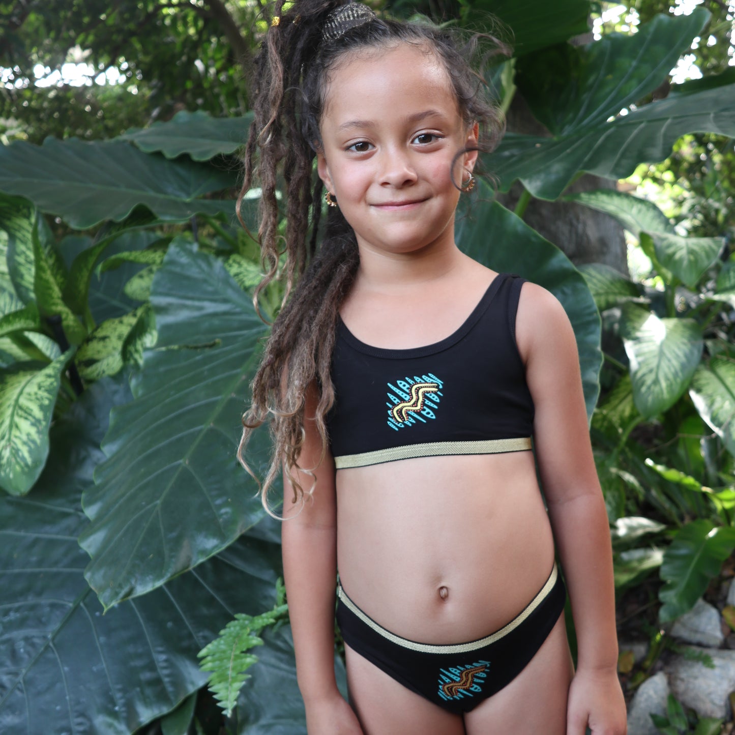 'Water' | Girl Crop & Brief Set | Black