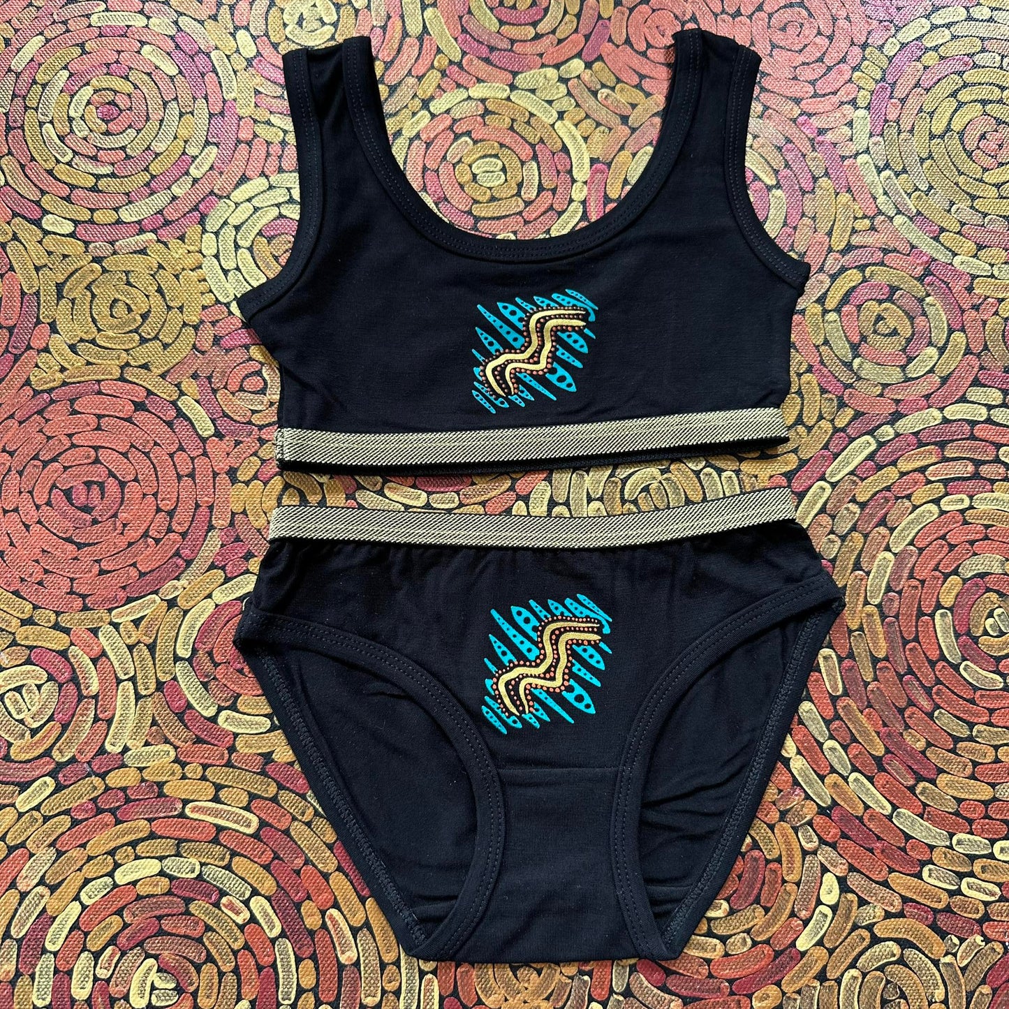 'Water' | Girl Crop & Brief Set | Black