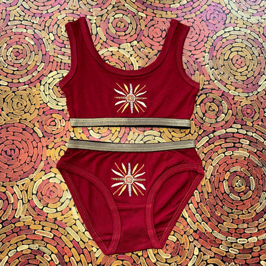 'Sun' | Girl Crop & Brief Set | Maroon