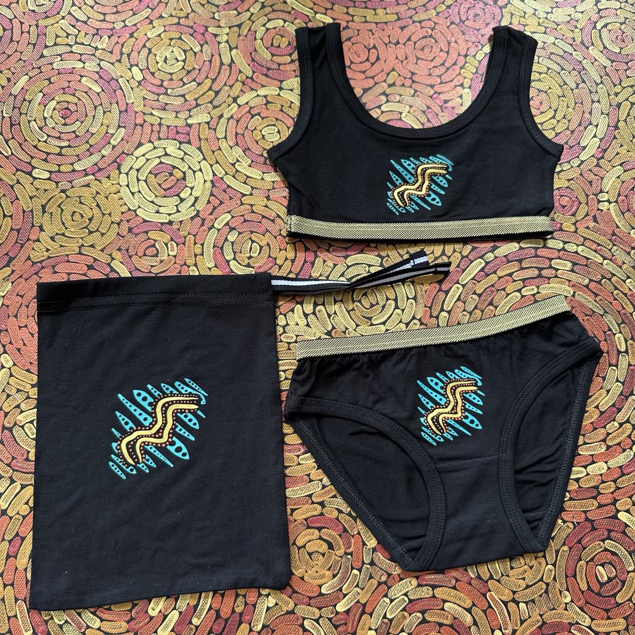 'Water' | Girl Crop & Brief Set | Black