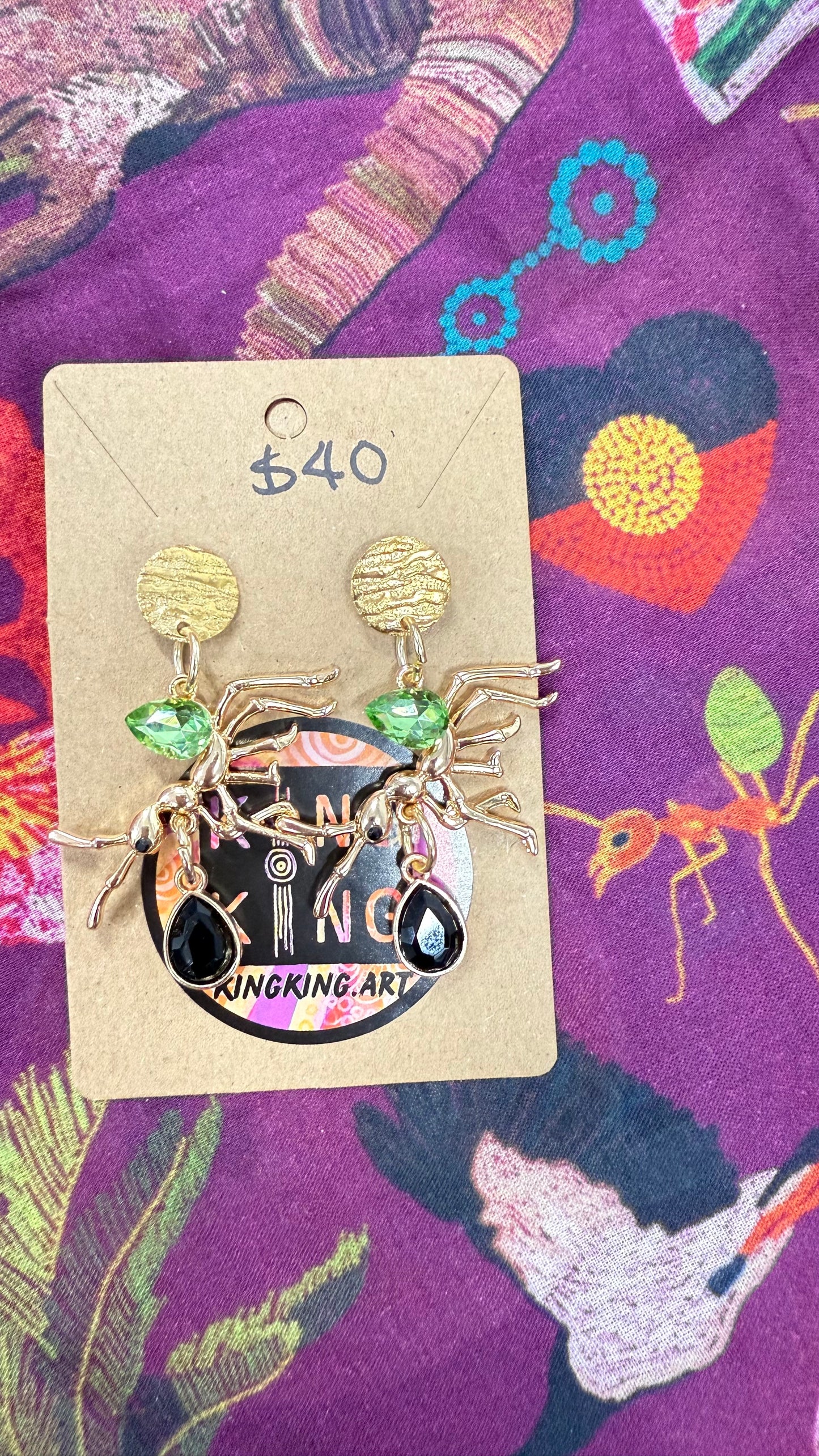 Green ant earrings