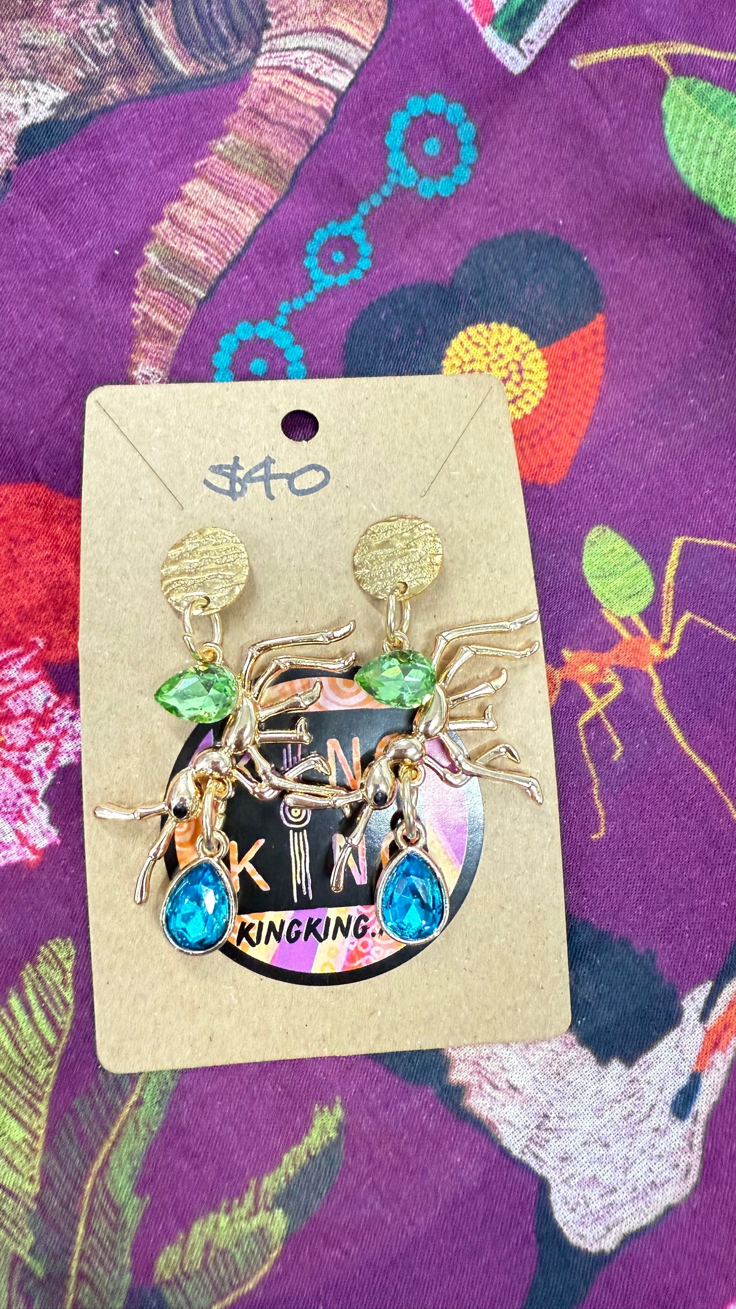 Green ant earrings