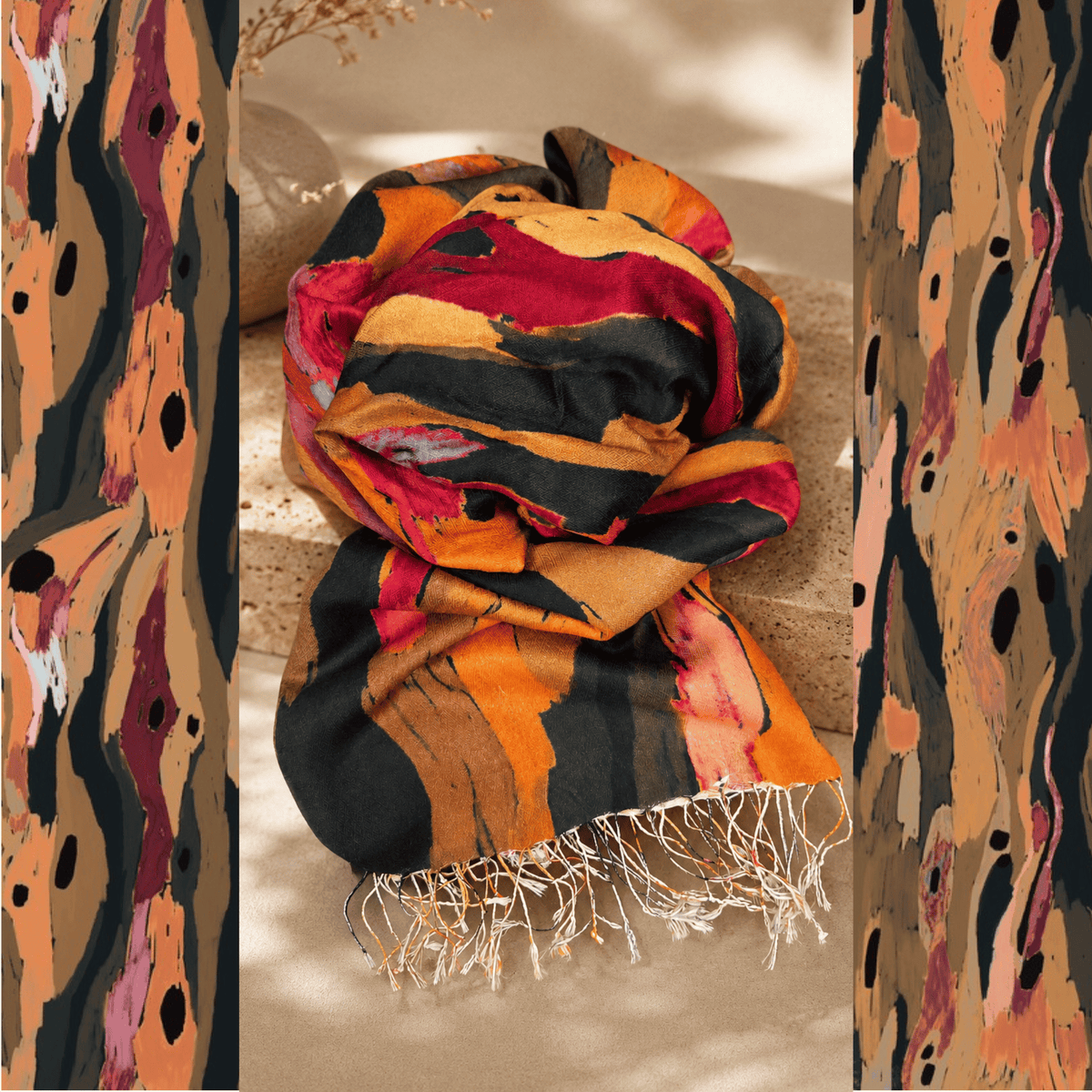 Mulberry Silk Scarf - Eucalyptus Bark