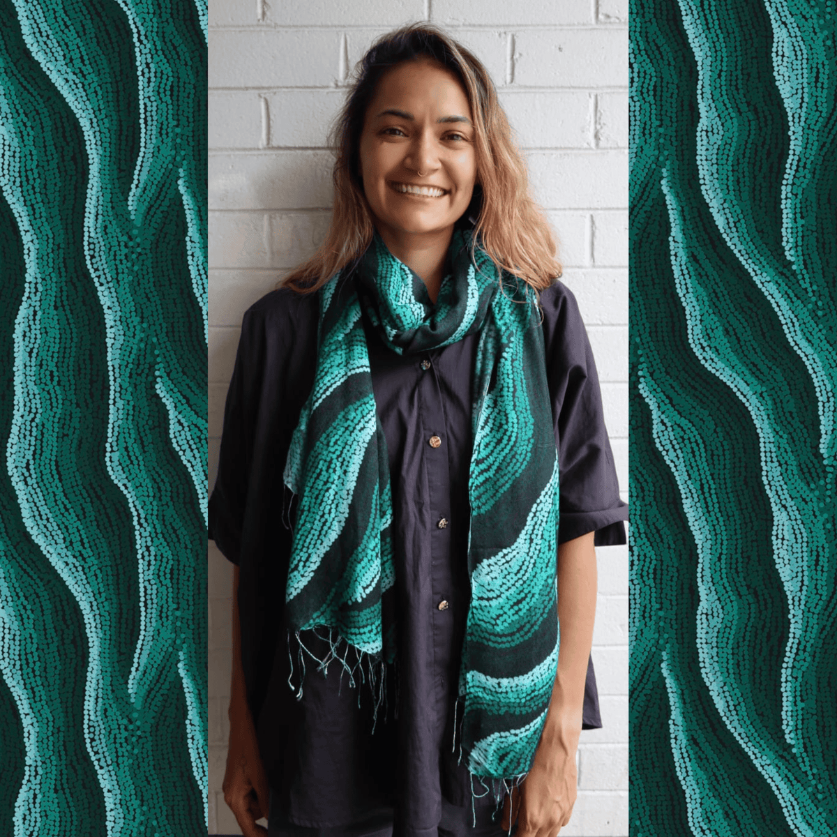 Mulberry Silk Scarf - Shifting Sands Turquoise