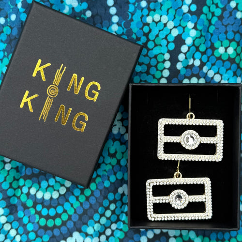 Aboriginal Flag Crystal Earrings - Clear