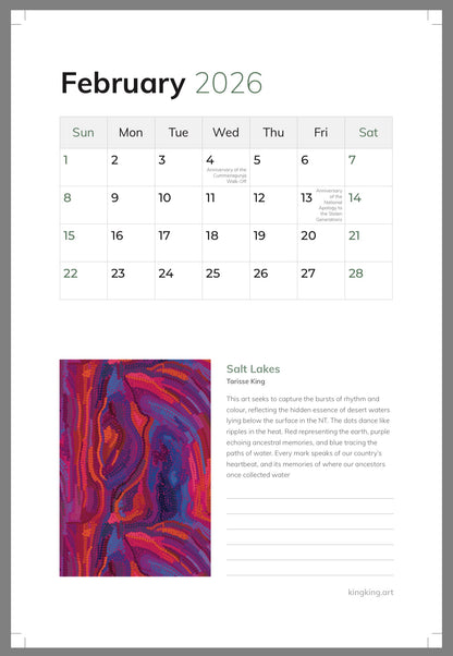 2026 Art to share and keep calendar