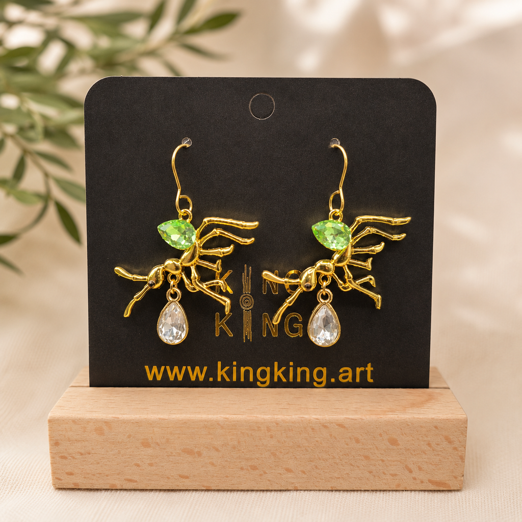 Green Ant Crystal Earrings – Aboriginal Inspired Statement Earrings