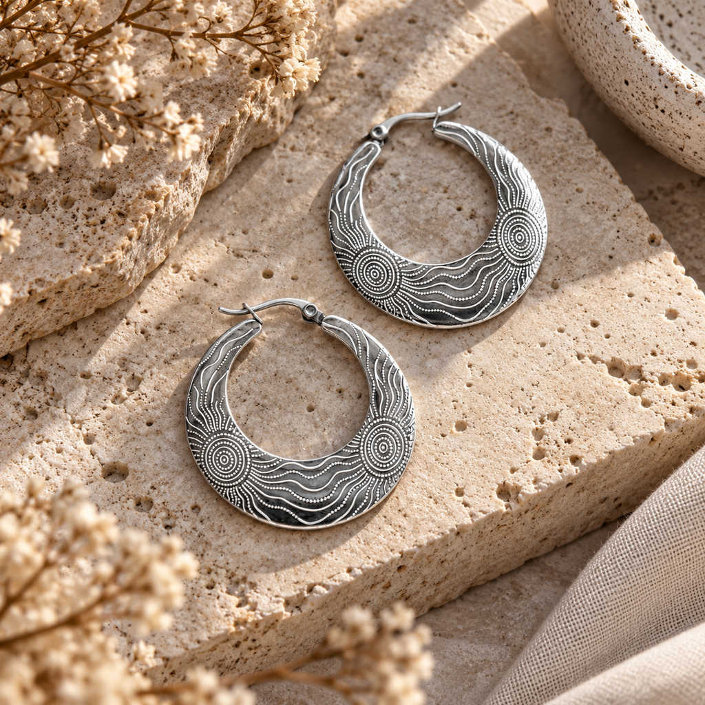 Crescent hoop earrings