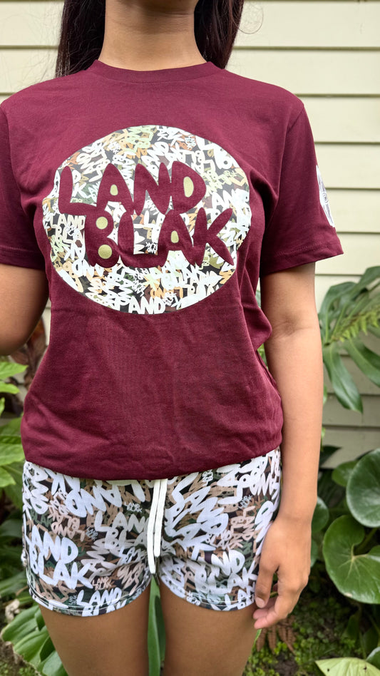 Land Blak burgandy camo tee