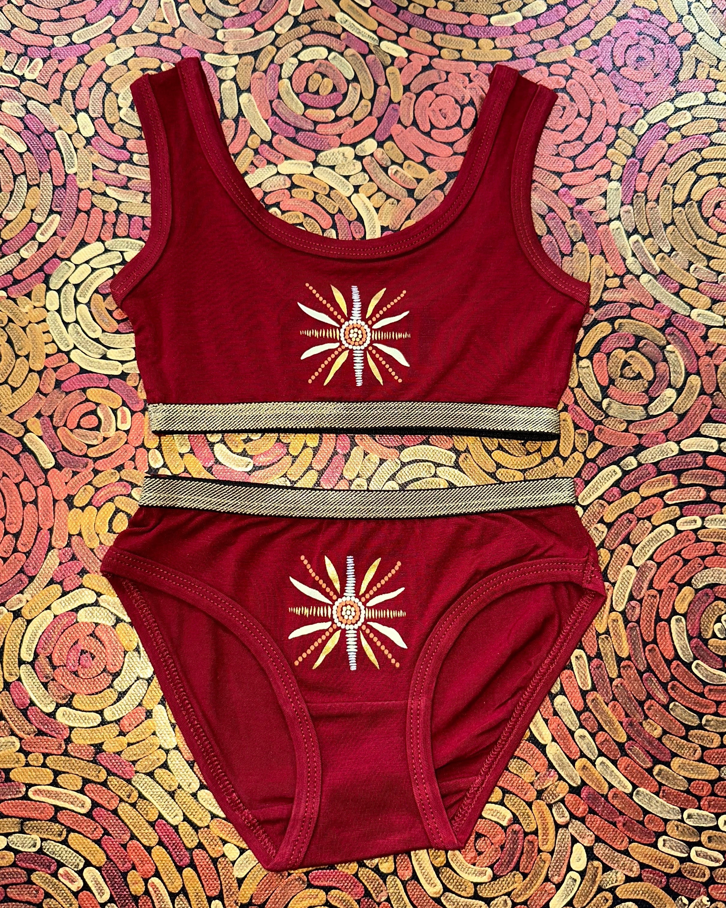 'Sun' | Girl Crop & Brief Set | Maroon
