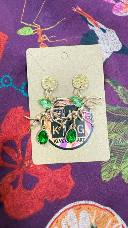 Green ant earrings