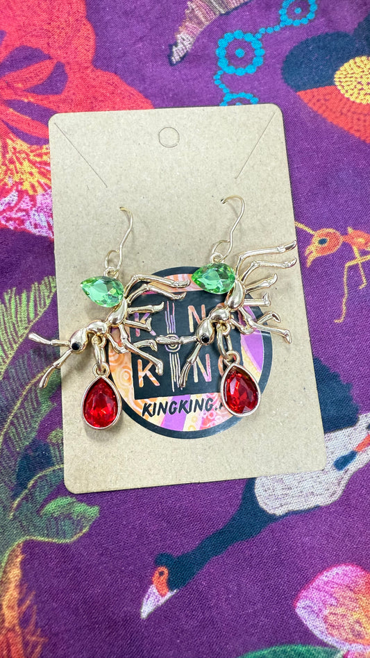 Green ant earrings