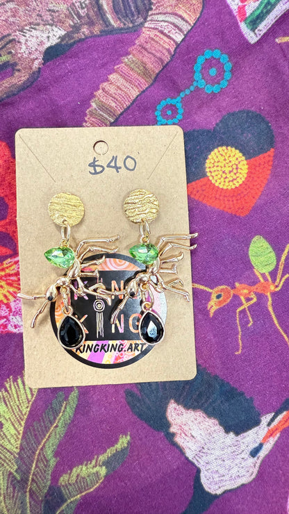Green ant earrings