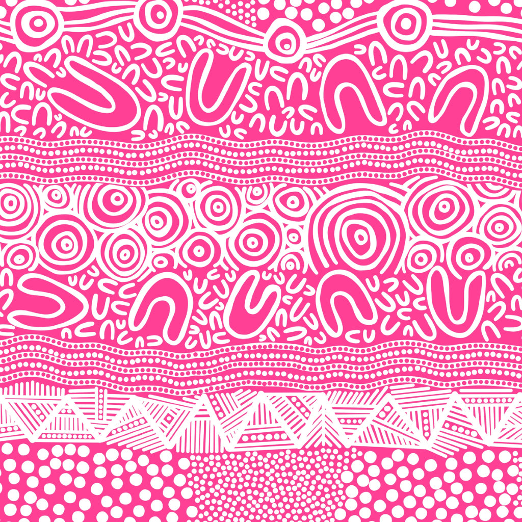 Layeres Land pink Aboriginal artwork