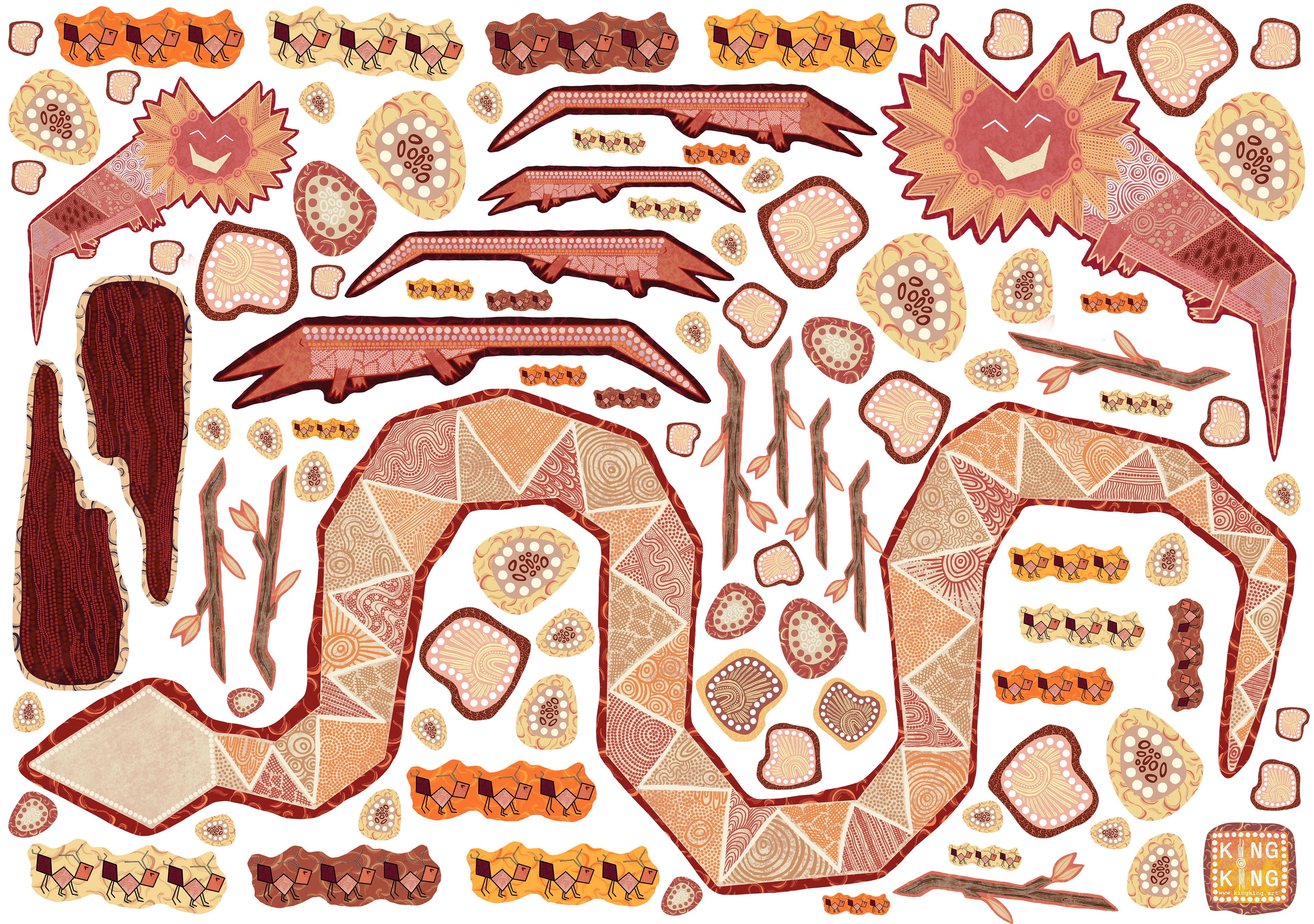 Snake Aboriginal Mural Wall Decal – Indigenous Art
