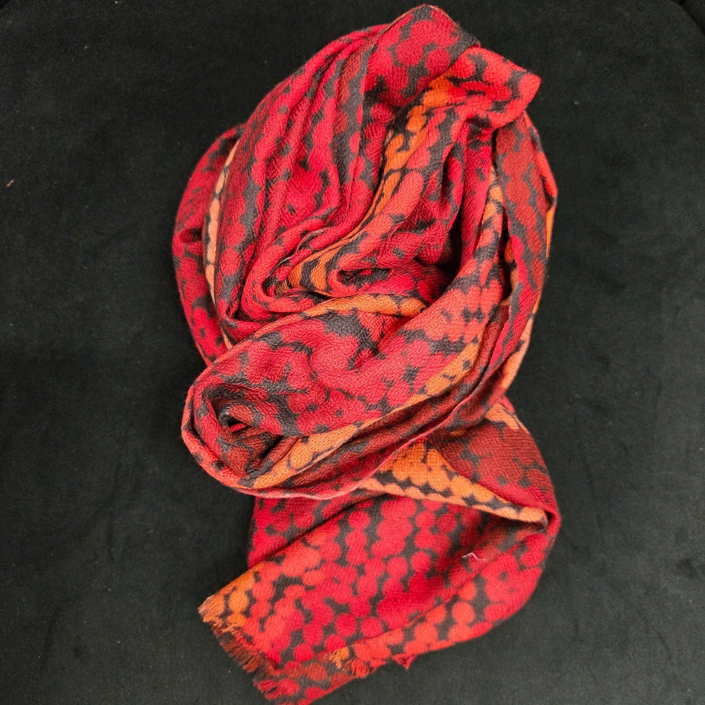 Aboriginal art by Tarisse King on a cashmere wool scarf