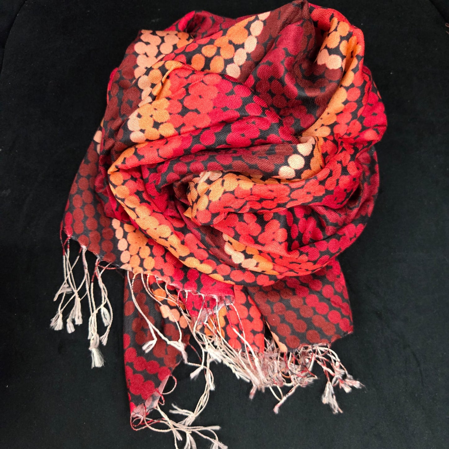 Aboriginal art by Tarisse King on a mulberry silk scarf
