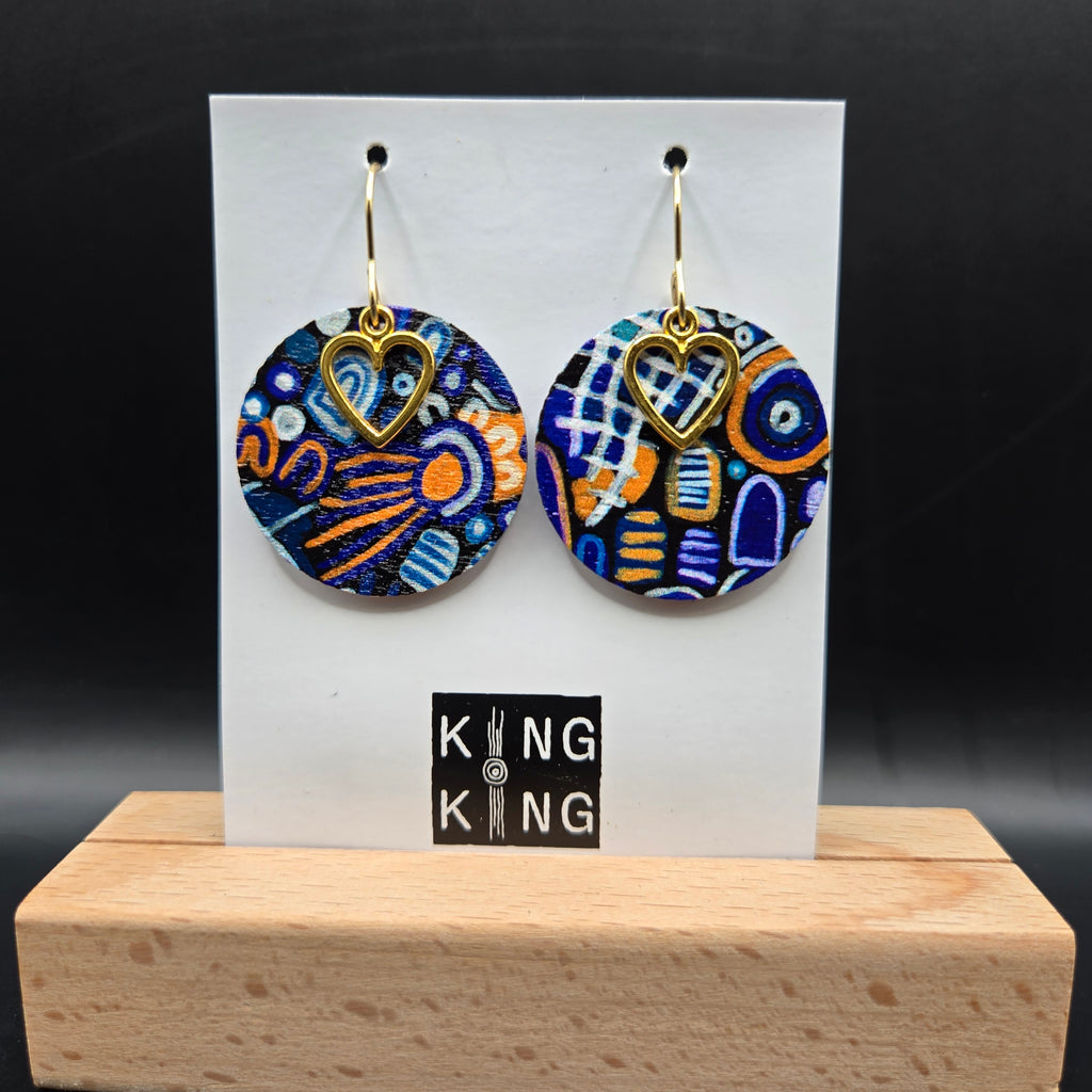 Heart Aboriginal Art Earrings – Handcrafted Statement Earrings