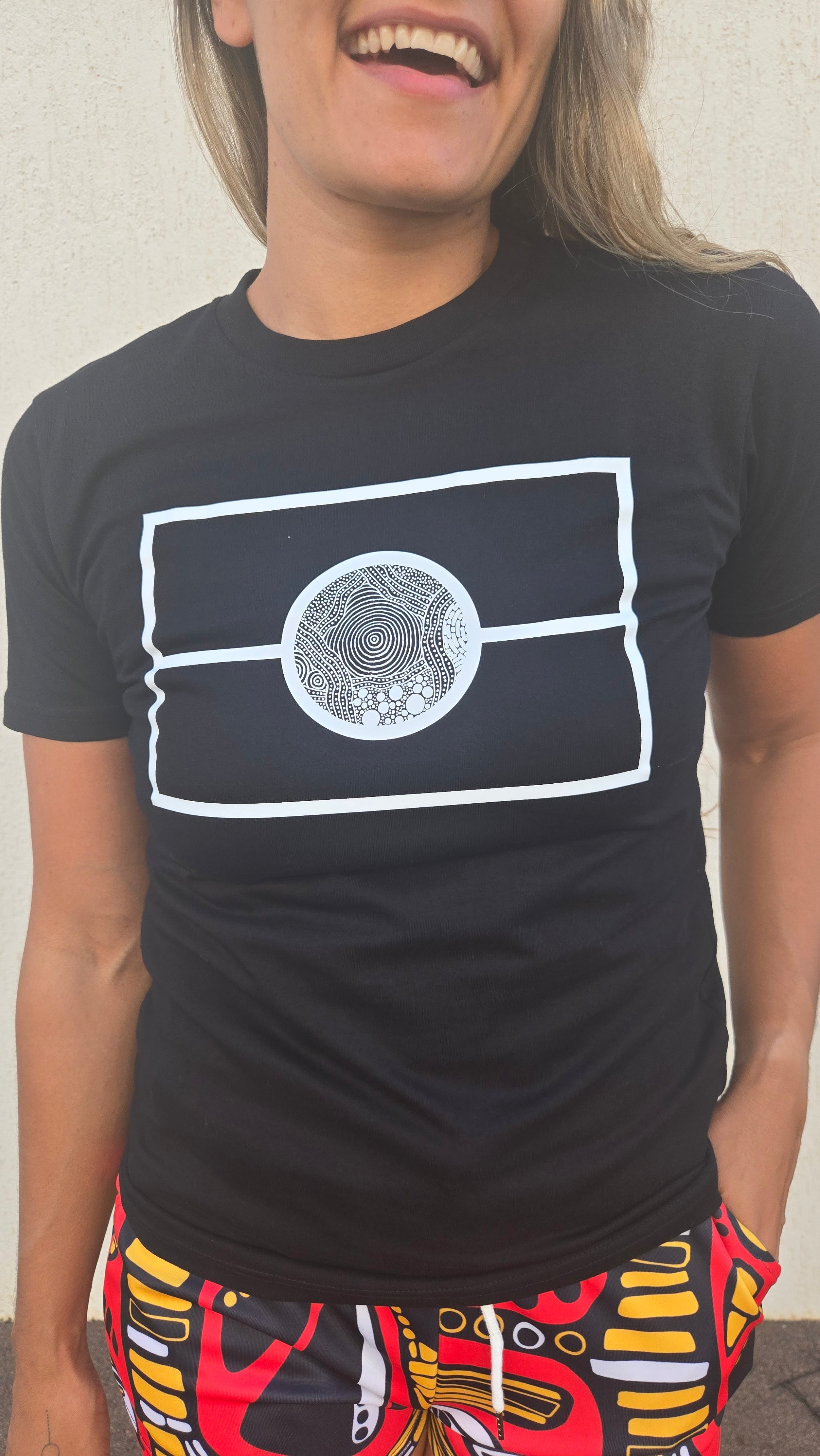 Aboriginal Art Flag Graphic Unisex T-Shirt – Black