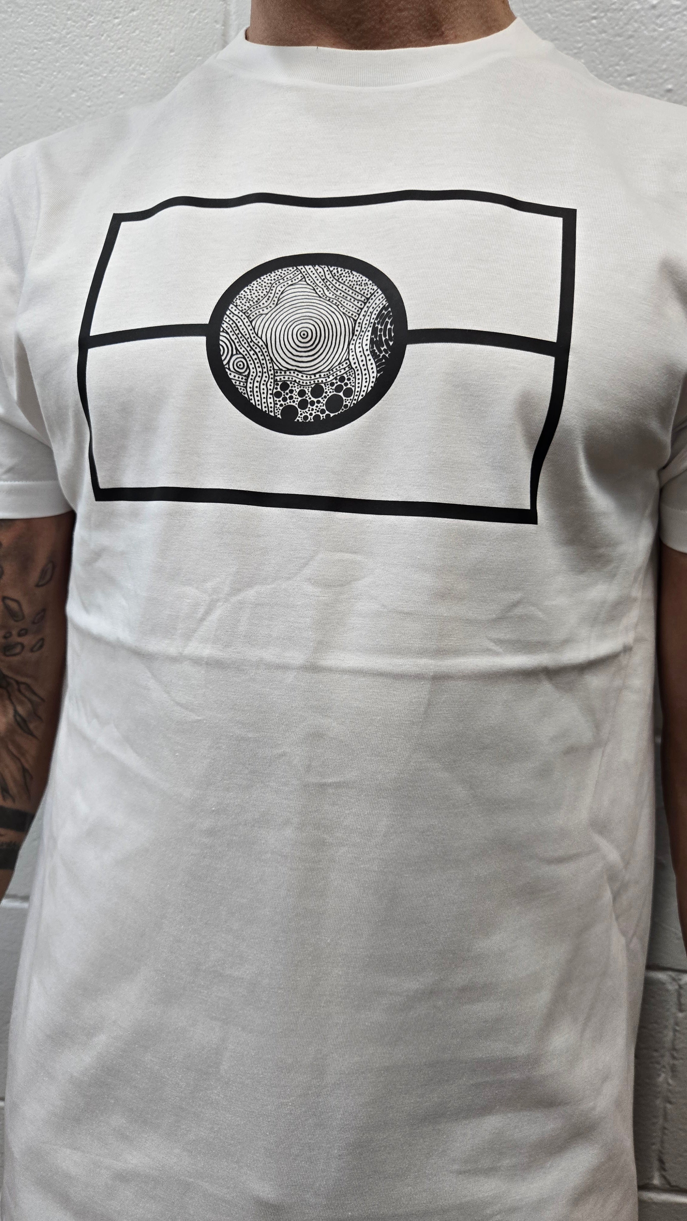 Aboriginal Art Flag Graphic Unisex T-Shirt – White