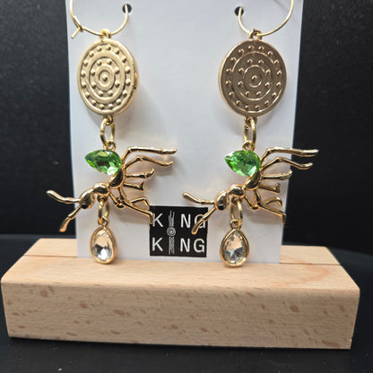 Green ant earrings