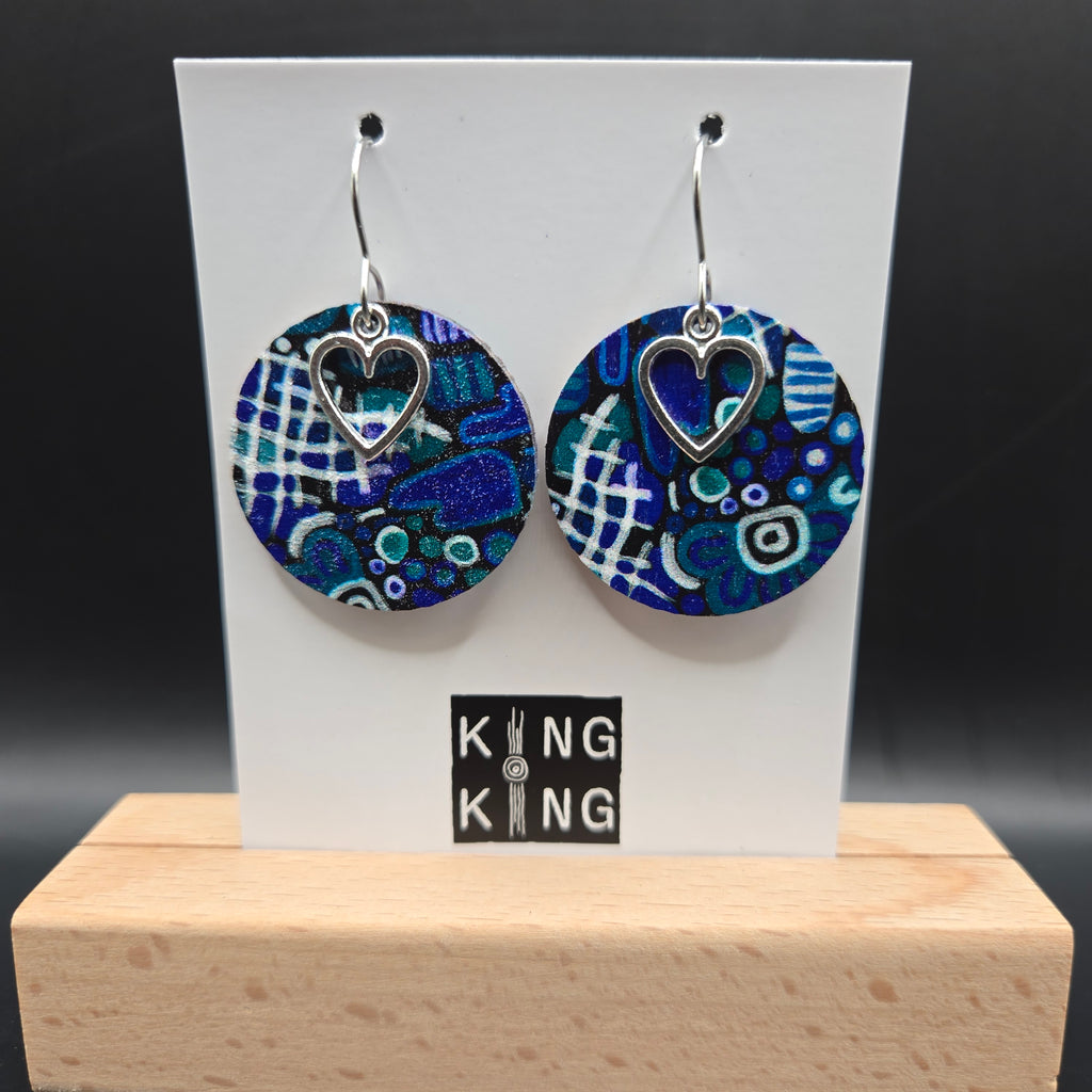 Heart Aboriginal Art Earrings – Handcrafted Statement Earrings