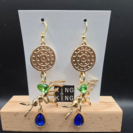 Green ant earrings