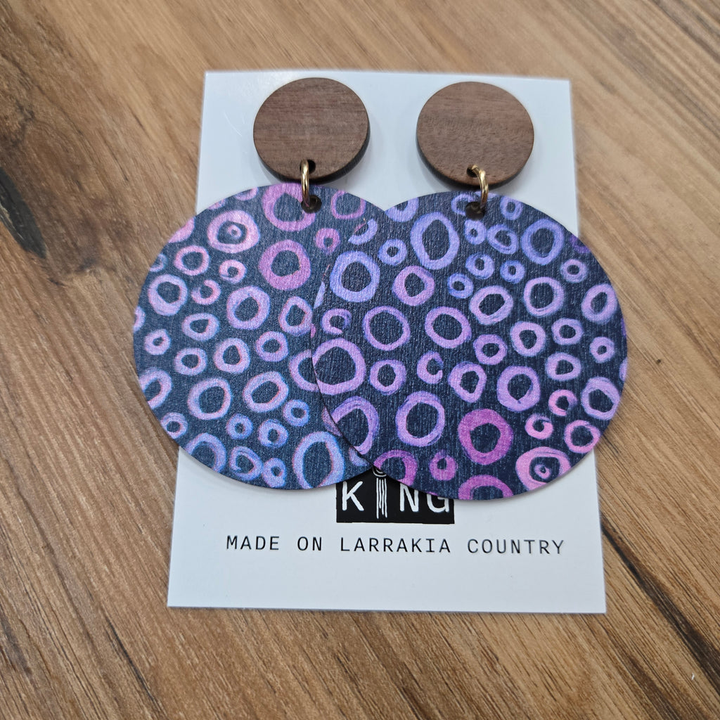 Purple Berry Aboriginal Art Statement Earrings