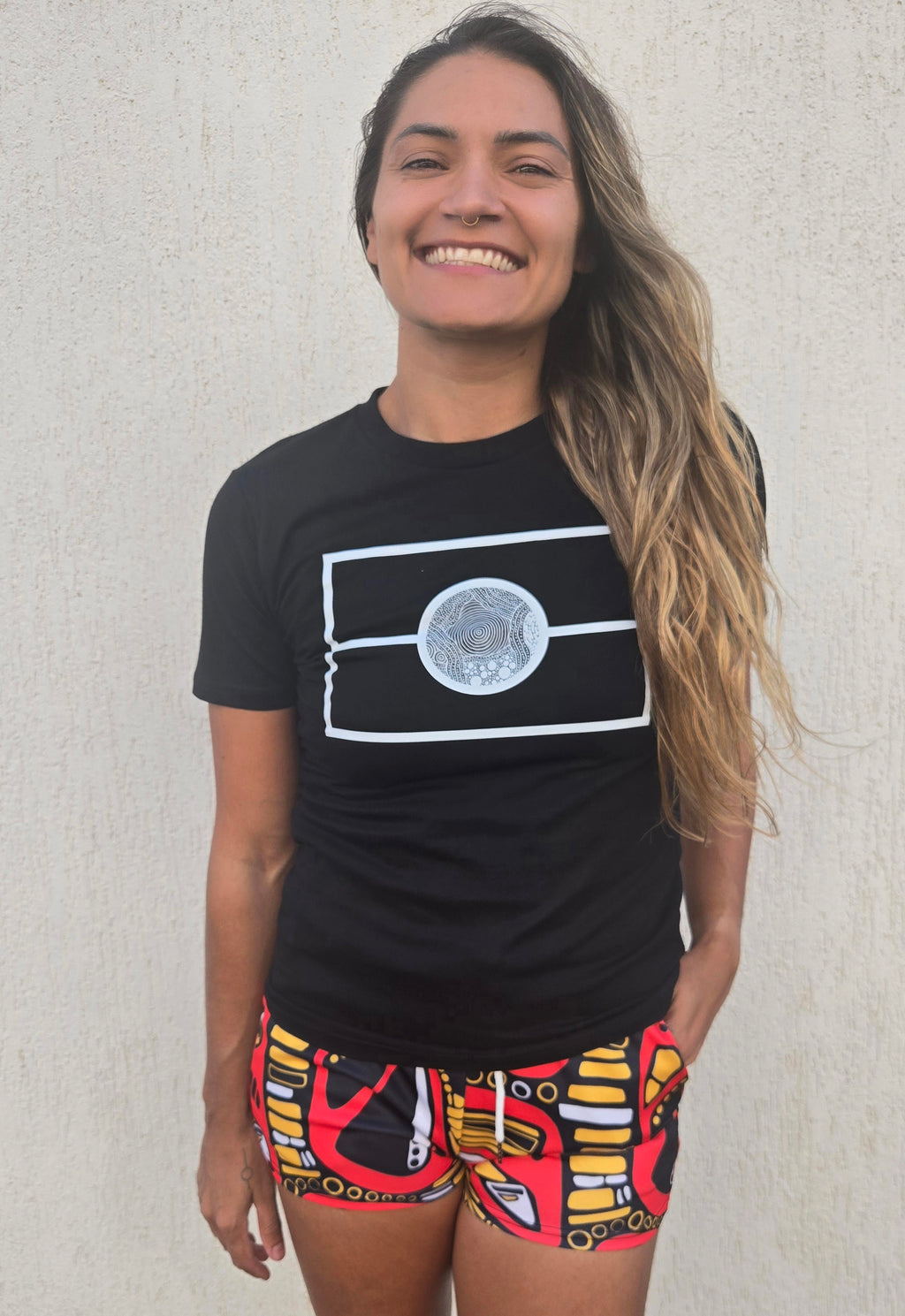Aboriginal Art Flag Graphic Unisex T-Shirt – Black