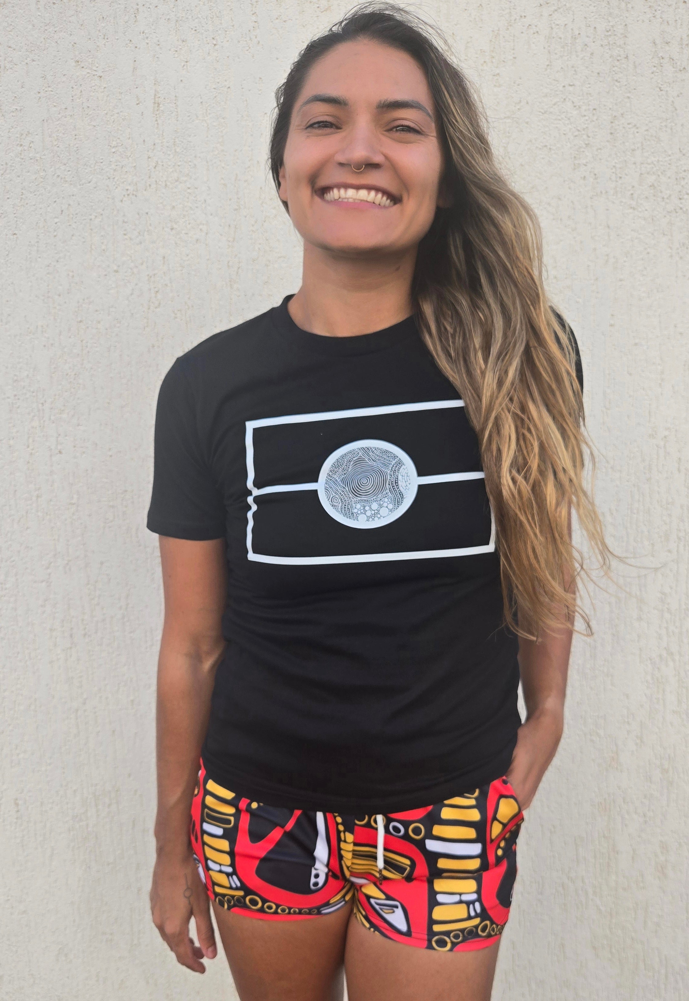 Aboriginal Art Flag Graphic Unisex T-Shirt – Black